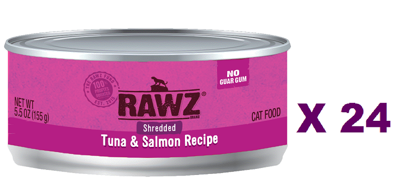 155克RAWZ 無穀物吞拿魚三文魚肉絲貓罐頭x24罐特價 (平均每罐 $24.5) 泰國製造